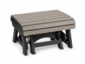 202-2 Gliding Ottoman poly outdoor furniture in Weathered Wood on Black