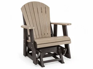 202 Adirondack 2ft Glider poly outdoor furniture in Weathered Wood on Tudor Brown