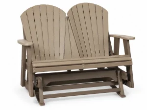 204 Adirondack 4ft Glider poly outdoor furniture in Weathered Wood on Brown