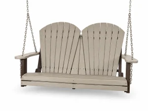 224 Adirondack 4ft Swing poly outdoor furniture in Weathered Wood on Tudor Brown