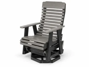 302SW Tiara Vista Swivel Glider poly outdoor furniture in Weathered Wood on Black