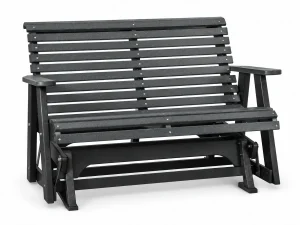 404 Crest Villa 4ft Glider poly outdoor furniture in Charcoal on Black