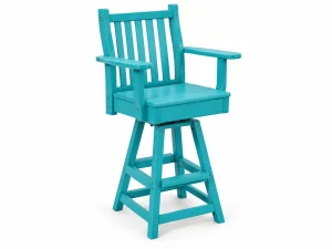 562SWX Swivel Pub Chair with Arms poly outdoor furniture in Turquoise on White